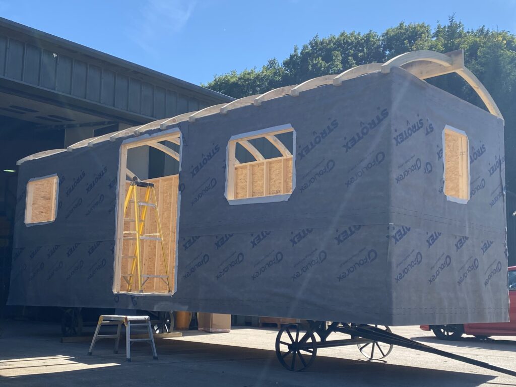 A part built shepherd hut from Moorlands Garden Furniture