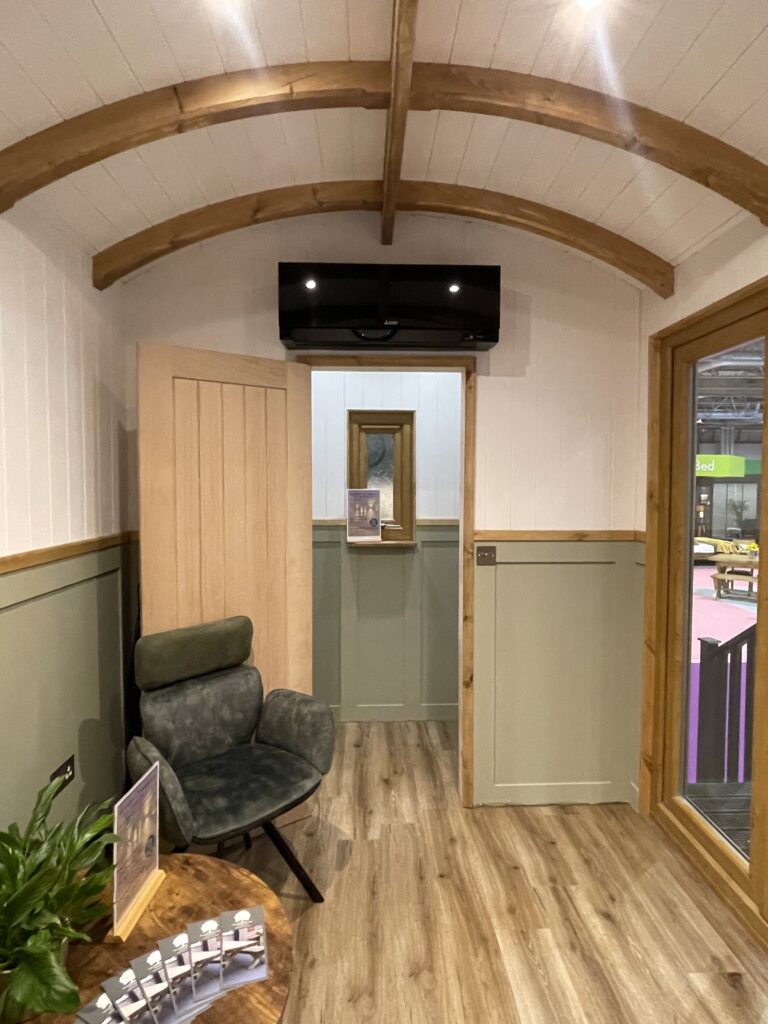 A southdown garden office shepherd hut with air conditioning
