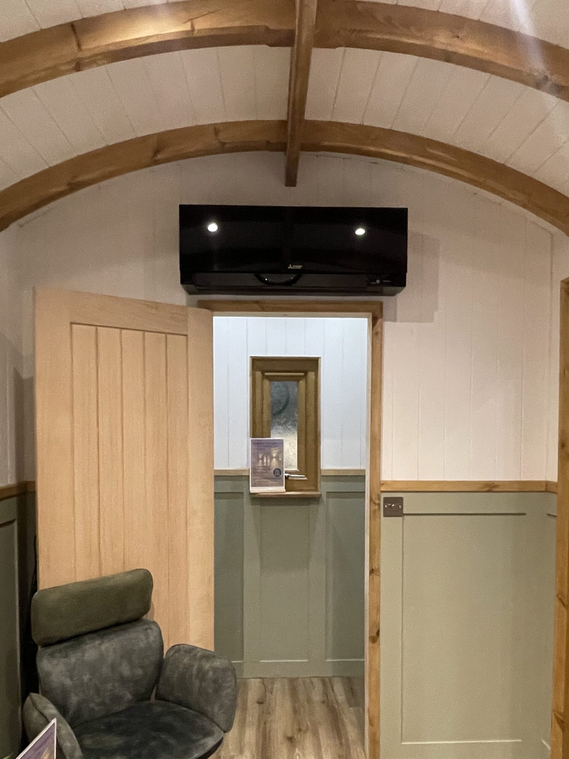 A southdown garden office shepherd hut with air conditioning