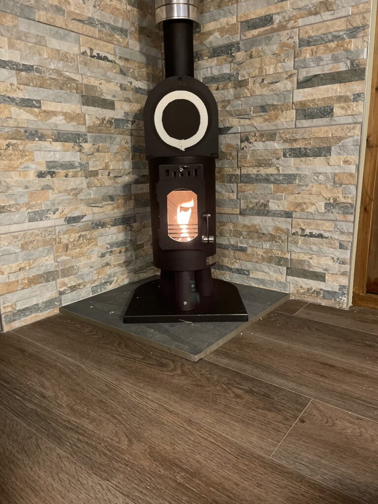 A Anevay stove fitted in a Herdwick Shepherd hut from Moorlands