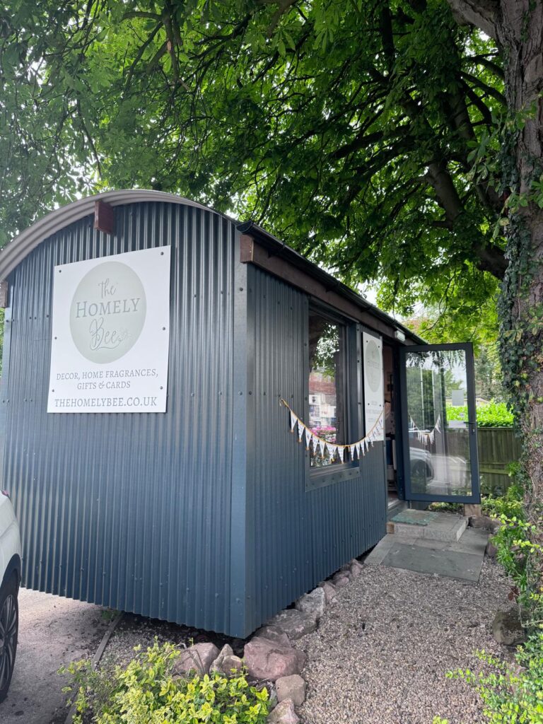 A 25' x 8' Self Build Shepherd Hut used as a retail space for giftwares business