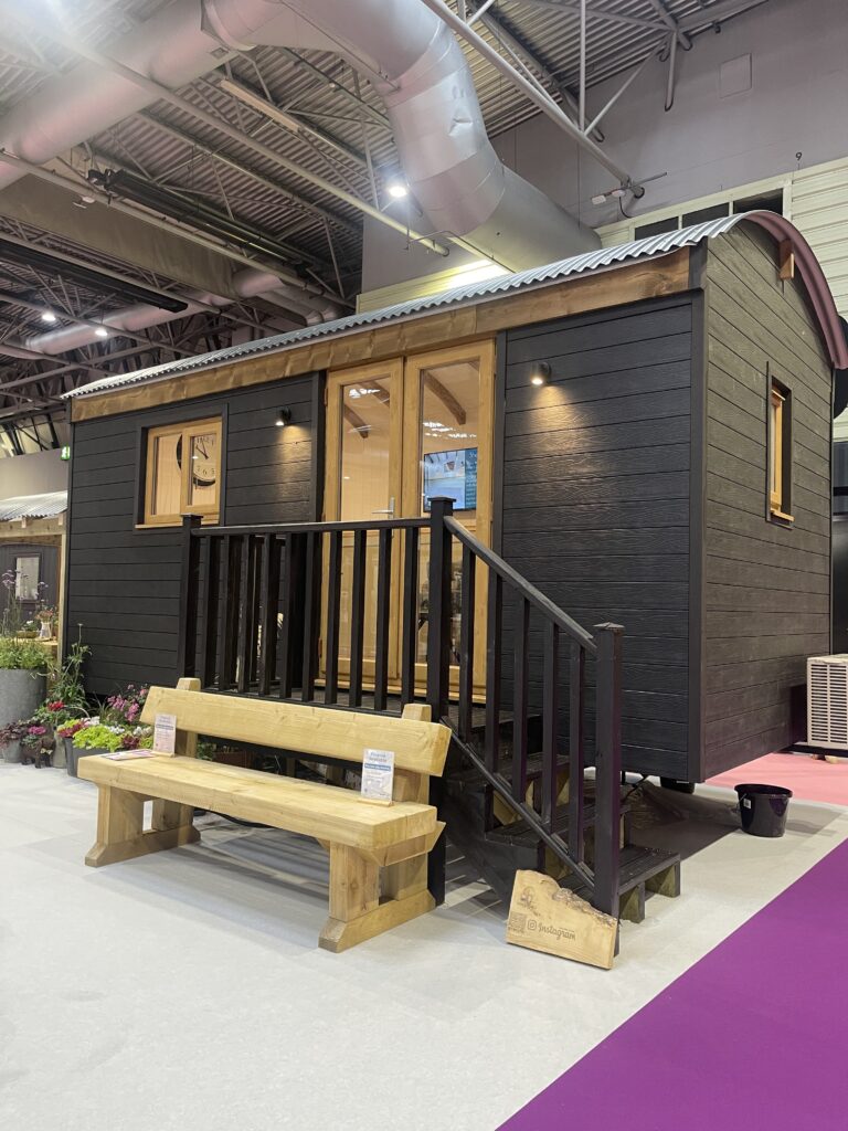 A southdown shepherd hut on display at Grand Designs Live