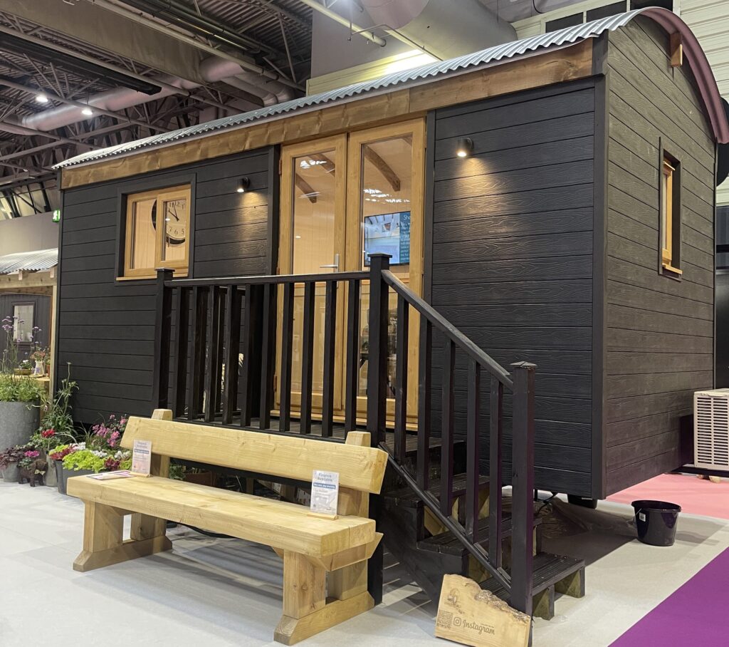 A southdown shepherd hut on display at Grand Designs Live
